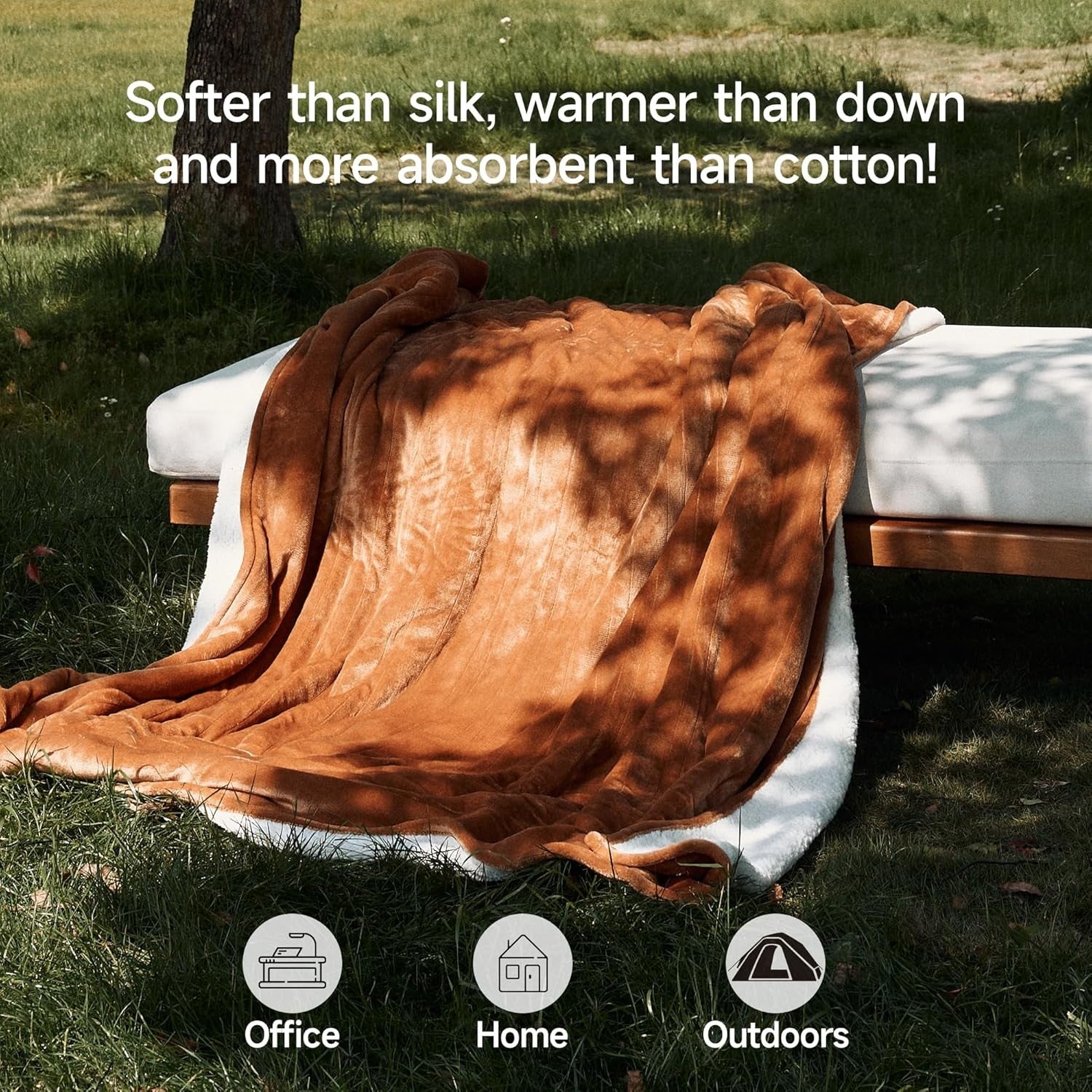 Electric Heated Blanket Double Extra Large 200x150cm Plush 9 Heat Auto Off - Kwikley