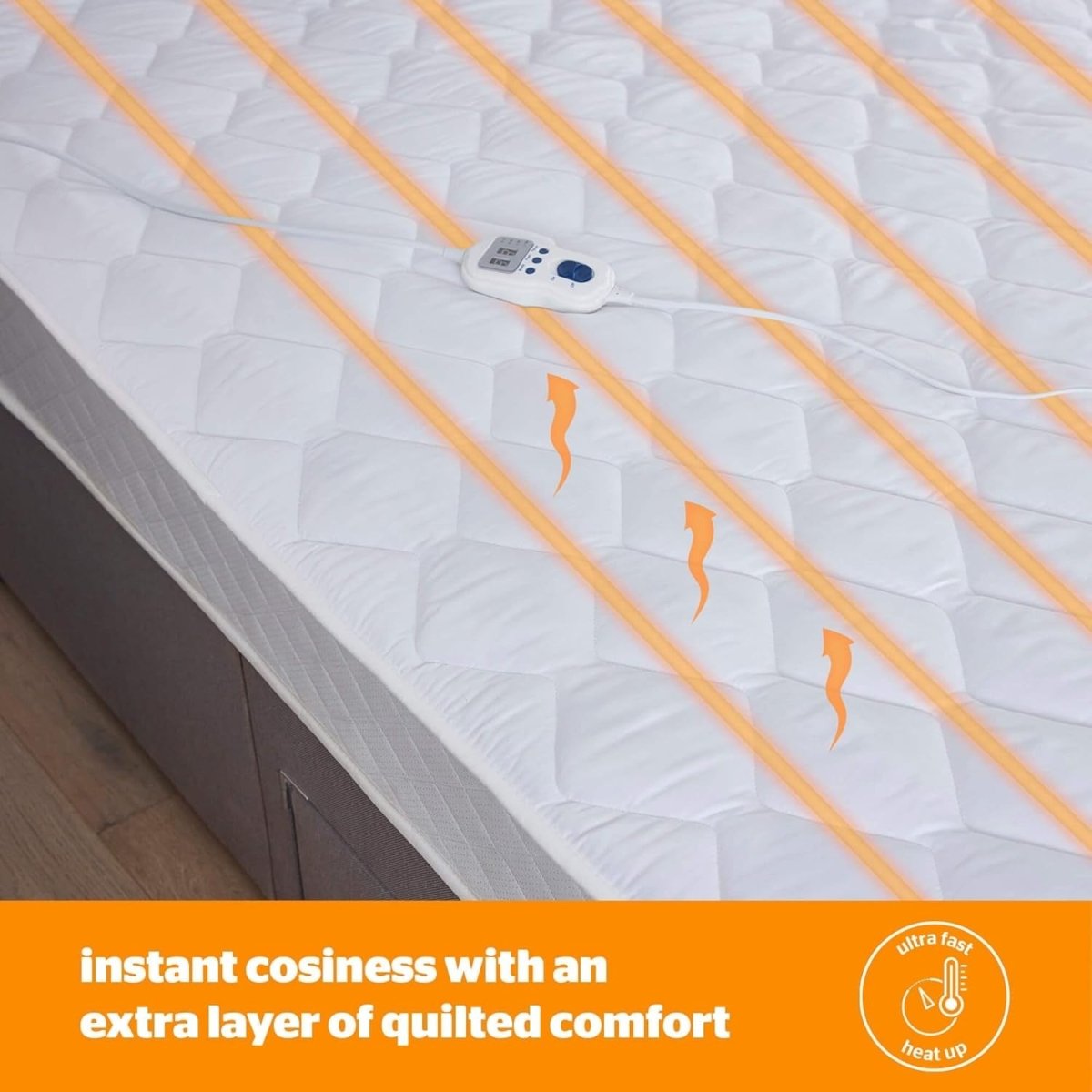 Electric Heated Mattress Topper Super King 4 Zone Heating 9 Heat Settings - Kwikley