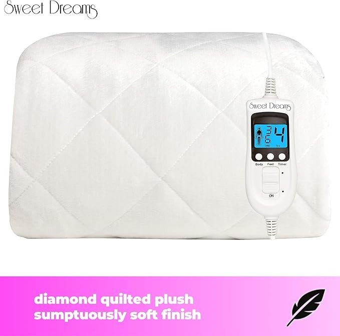 Electric Heated Single Underblanket Plush Fitted 9 Heat Timer Washable - Kwikley
