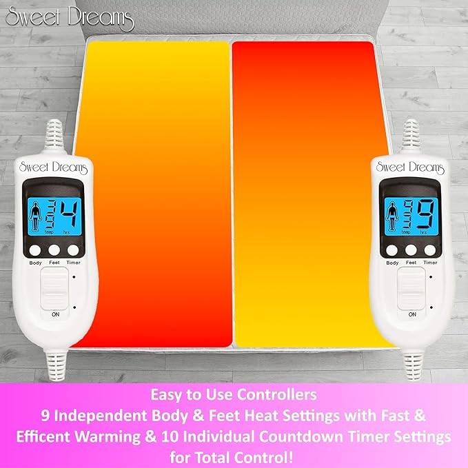 Electric Heated Super King Underblanket Plush Fitted Dual Control Washable - Kwikley