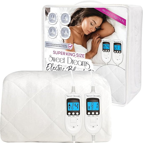 Electric Heated Super King Underblanket Plush Fitted Dual Control Washable - Kwikley