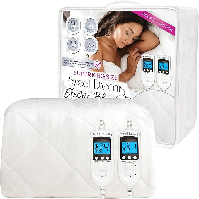 Electric Heated Super King Underblanket Plush Fitted Dual Control Washable - Kwikley