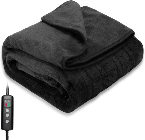 Electric Heated Throw Blanket 10 Heat Levels Auto Off Washable 160x130cm - Kwikley