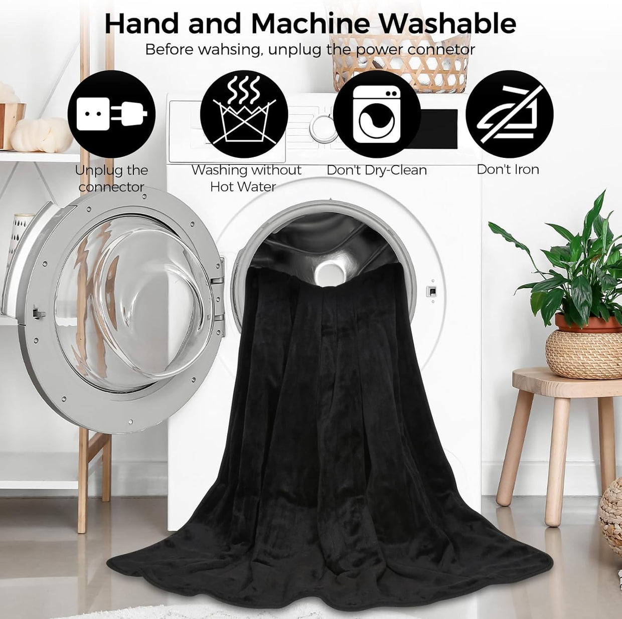 Electric Heated Throw Blanket 10 Heat Levels Auto Off Washable 160x130cm - Kwikley