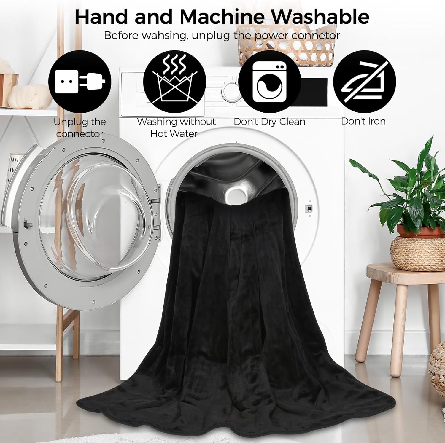 Electric Heated Throw Blanket 10 Heat Levels Auto Off Washable 160x130cm - Kwikley