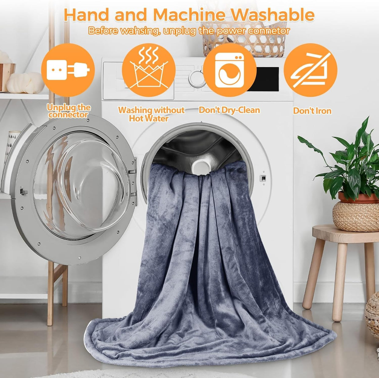 Electric Heated Throw Blanket 10 Heat Levels Auto Off Washable - Kwikley