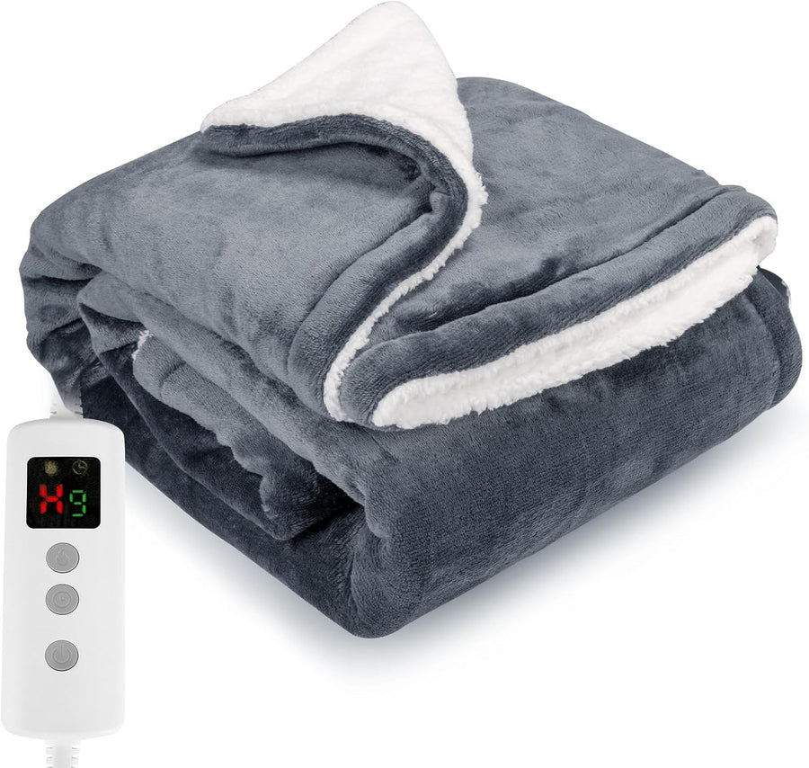 Electric Heated Throw Blanket 10 Heat Levels Auto Off Washable - Kwikley