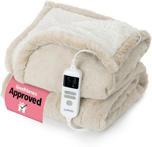 Electric Heated Throw Blanket 10 Heat Levels Auto Timer Soft Sherpa 130x160 - Kwikley