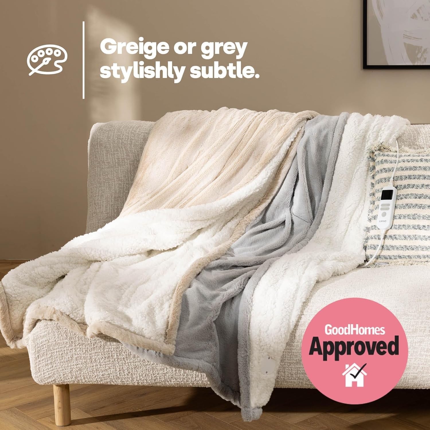 Electric Heated Throw Blanket 10 Heat Levels Auto Timer Soft Sherpa 130x160 - Kwikley