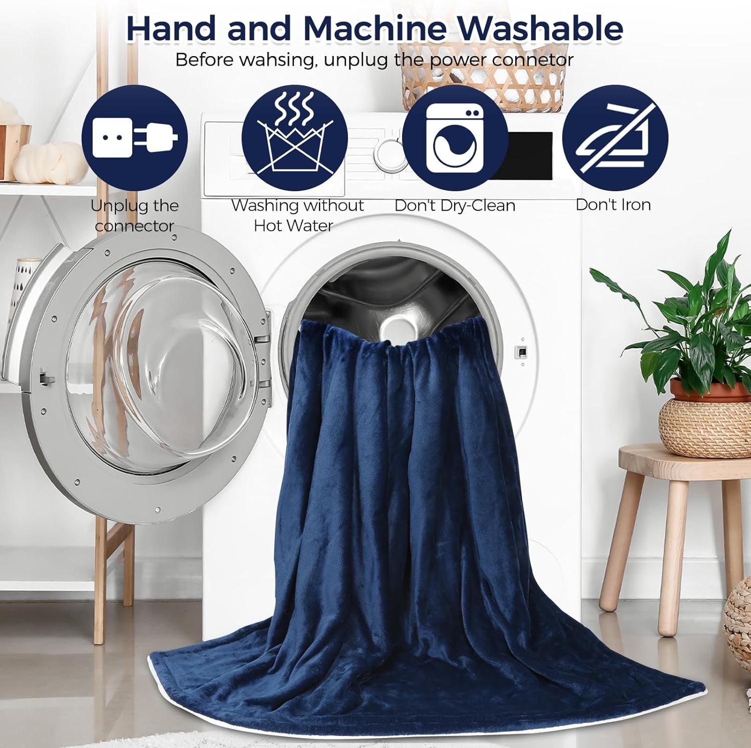 Electric Heated Throw Blanket 10 Heat Levels Auto Washable 160x130cm - Kwikley