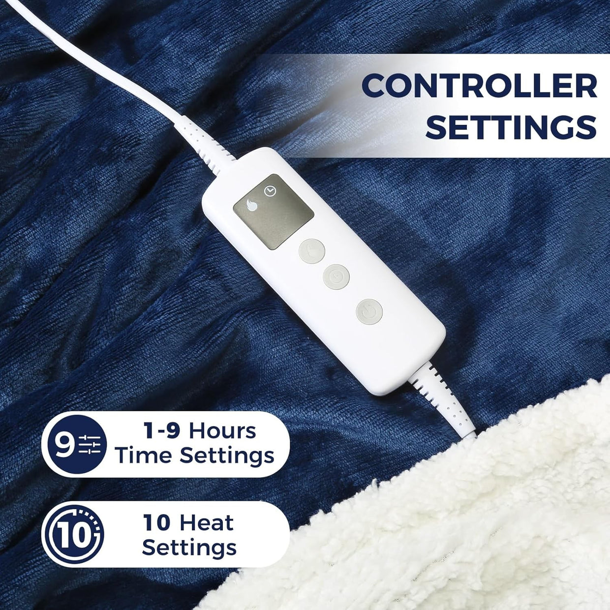 Electric Heated Throw Blanket 10 Heat Levels Auto Washable 160x130cm - Kwikley