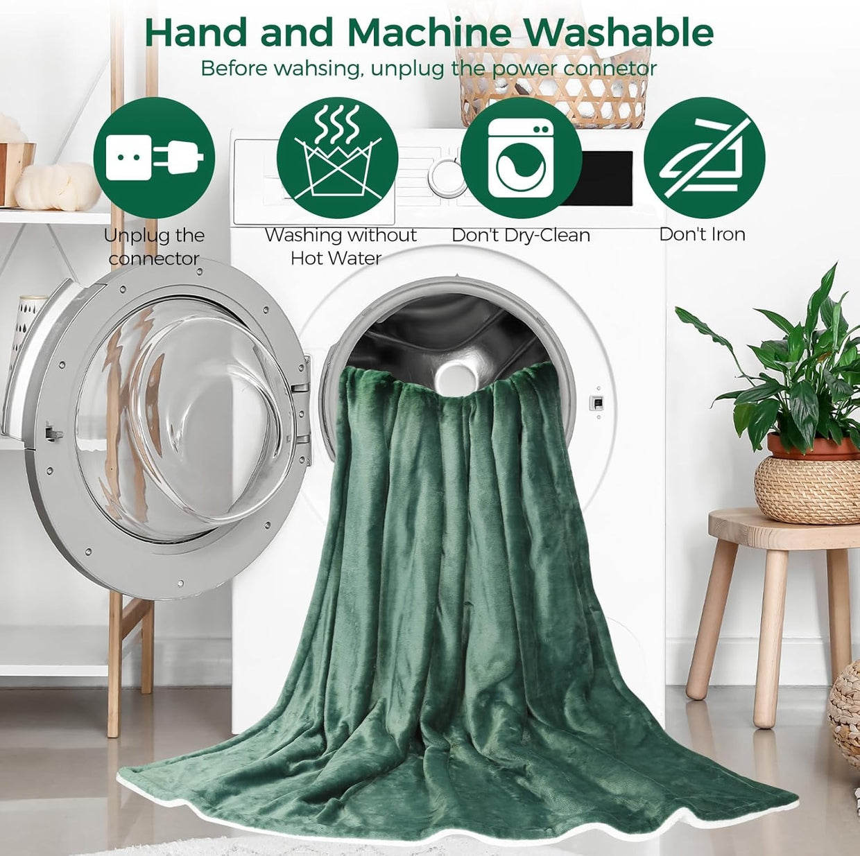 Electric Heated Throw Blanket 10 Heat Levels Off Washable 160x130cm - Kwikley
