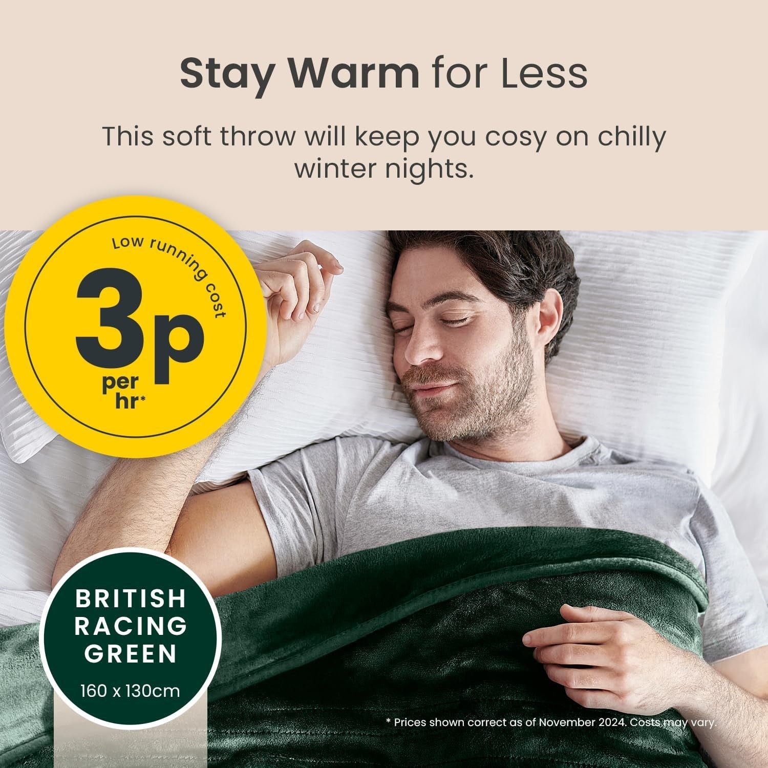 Electric Heated Throw Blanket 10 Heat Levels Timer Remote 160x130cm - Kwikley