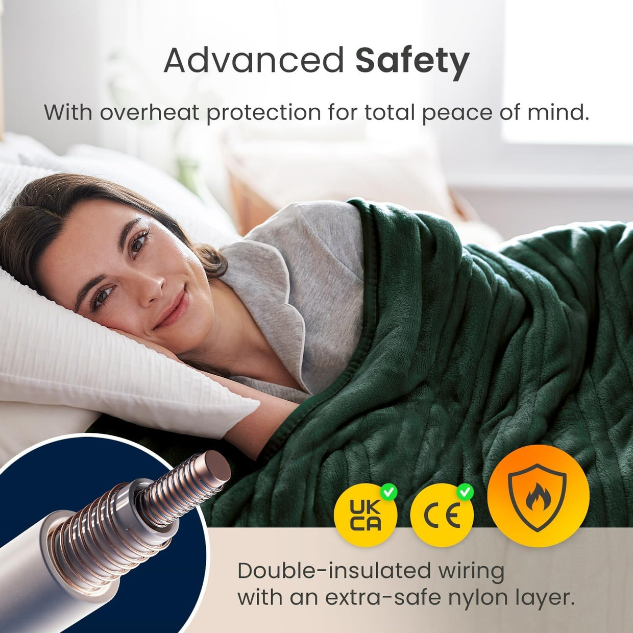 Electric Heated Throw Blanket 10 Heat Levels Timer Remote 160x130cm - Kwikley
