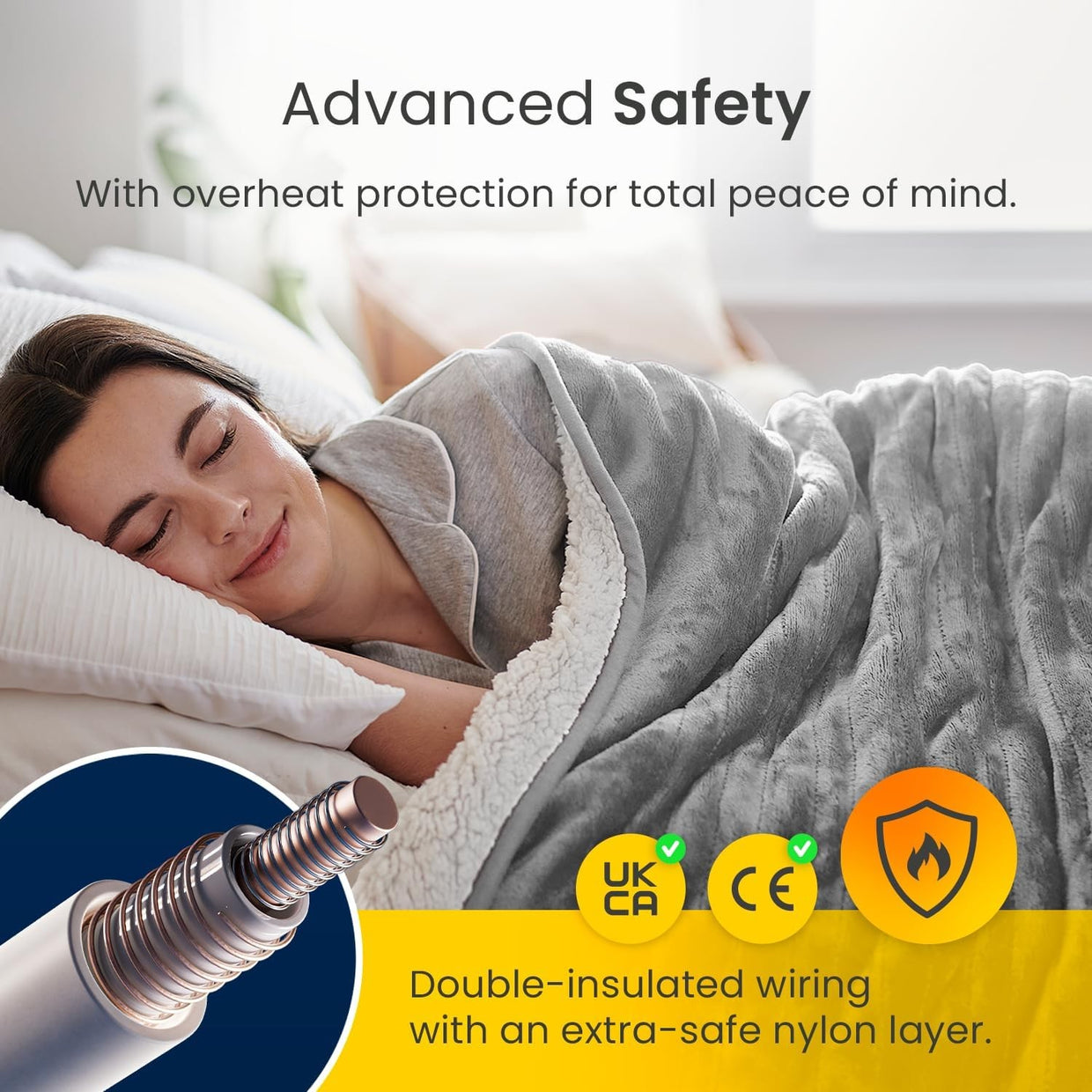 Electric Heated Throw Blanket 10 Heat Levels Washable 160x130cm - Kwikley