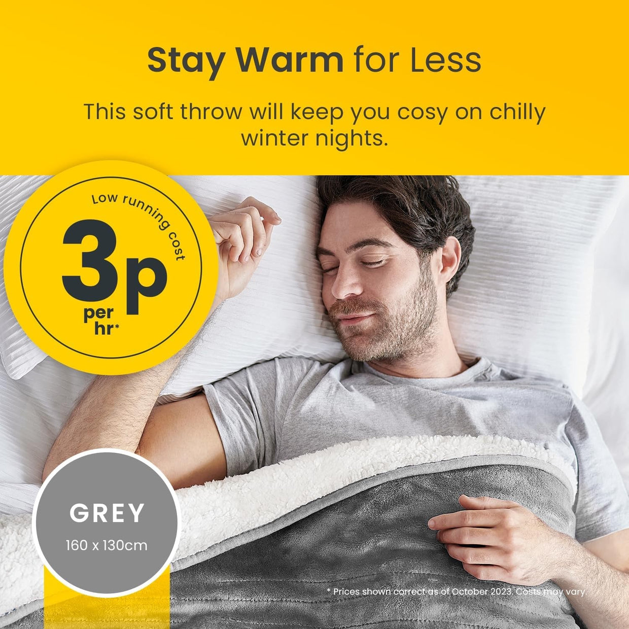 Electric Heated Throw Blanket 10 Heat Levels Washable 160x130cm - Kwikley