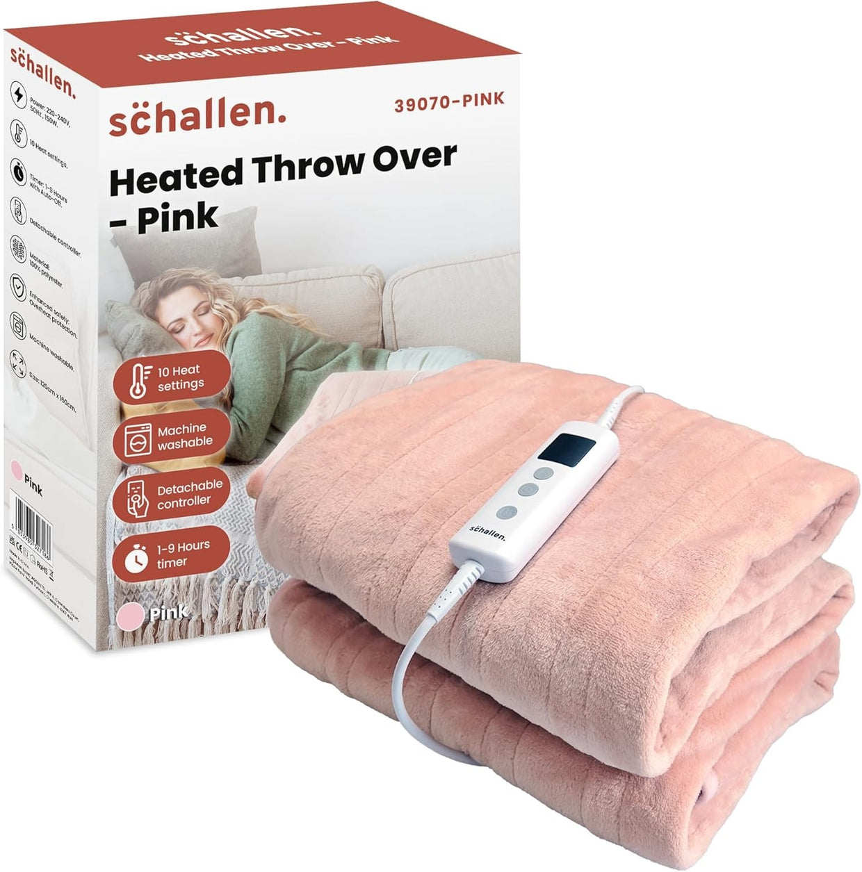 Electric Heated Throw Blanket 120x160cm Soft Fleece 10 Heat Timer - Kwikley