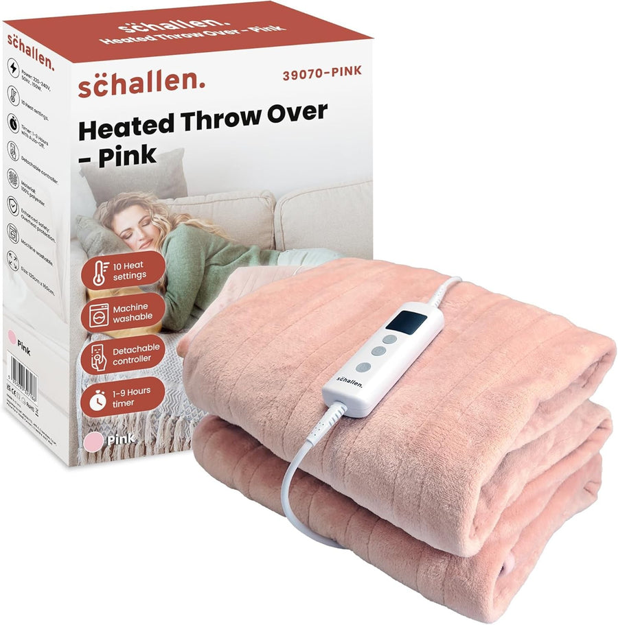 Electric Heated Throw Blanket 120x160cm Soft Fleece 10 Heat Timer - Kwikley