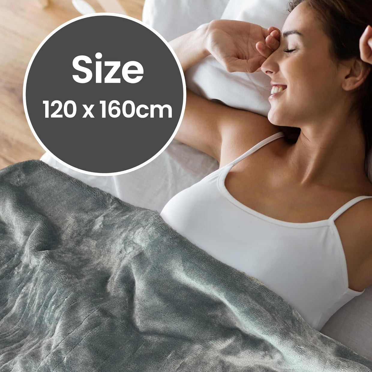 Electric Heated Throw Blanket 120x160cm Soft Fleece Timer 10 Heat Setting - Kwikley