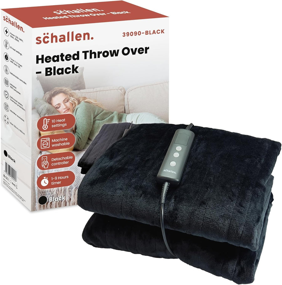 Electric Heated Throw Blanket 120x160cm Soft Fleece Timer 10 Heat Setting - Kwikley