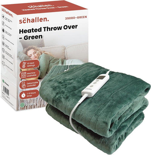 Electric Heated Throw Blanket 120x160cm Soft Fleece Timer 10 Heat Settings - Kwikley