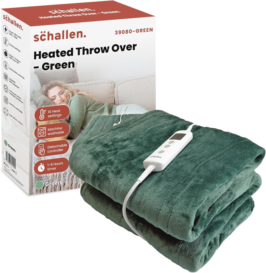 Electric Heated Throw Blanket 120x160cm Soft Fleece Timer 10 Heat Settings - Kwikley