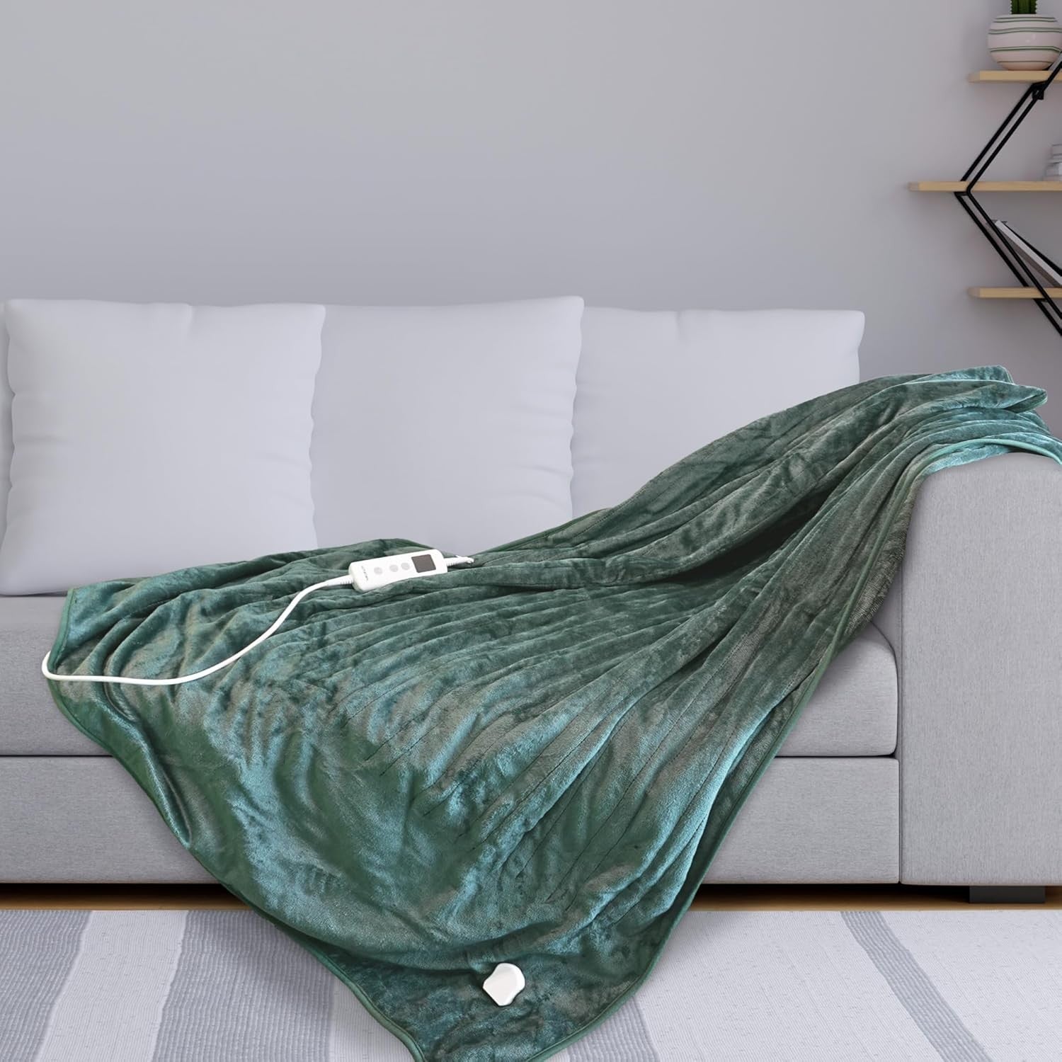 Electric Heated Throw Blanket 120x160cm Soft Fleece Timer 10 Heat Settings - Kwikley