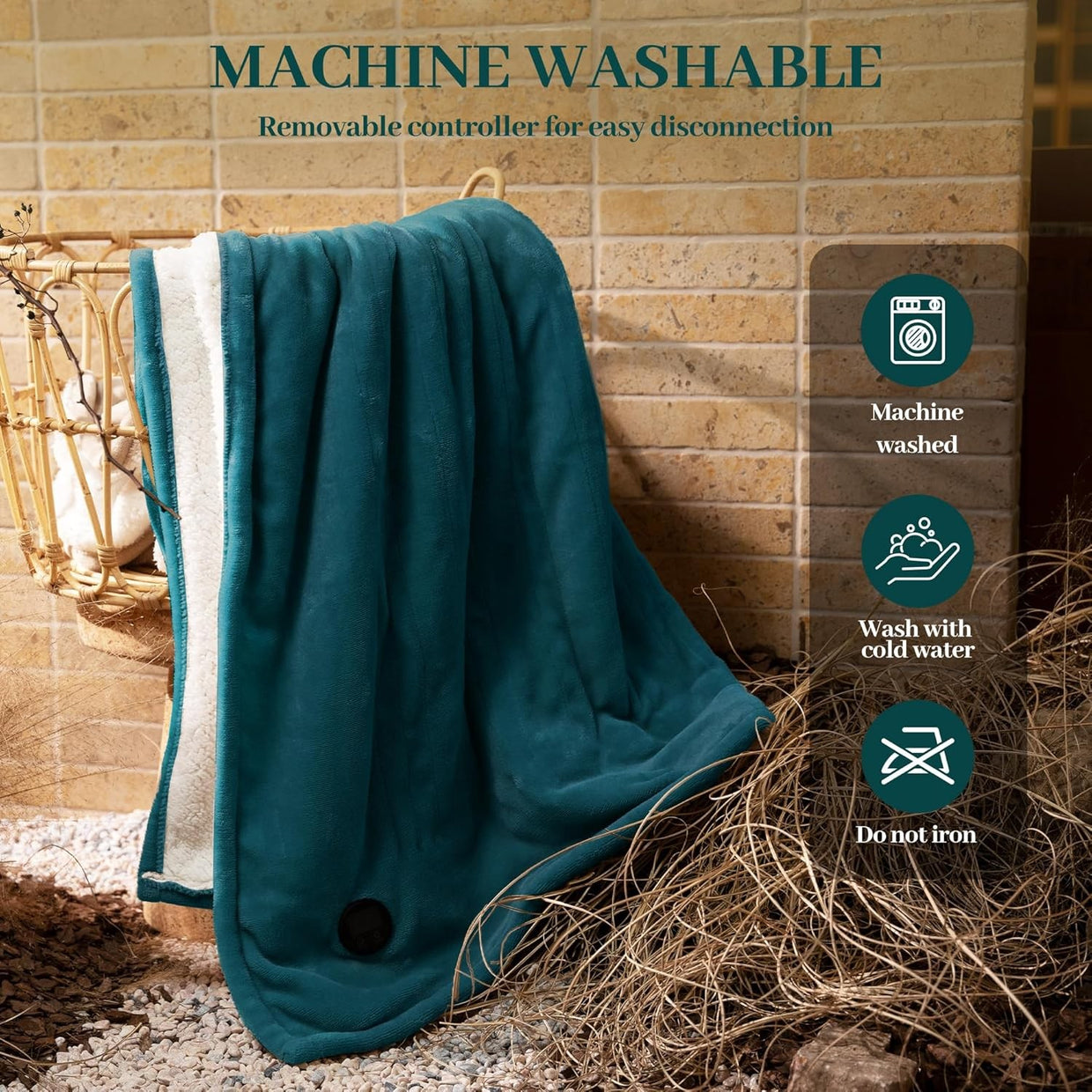 Electric Heated Throw Blanket 130x160cm 10 Heat Levels Auto Off Washable - Kwikley