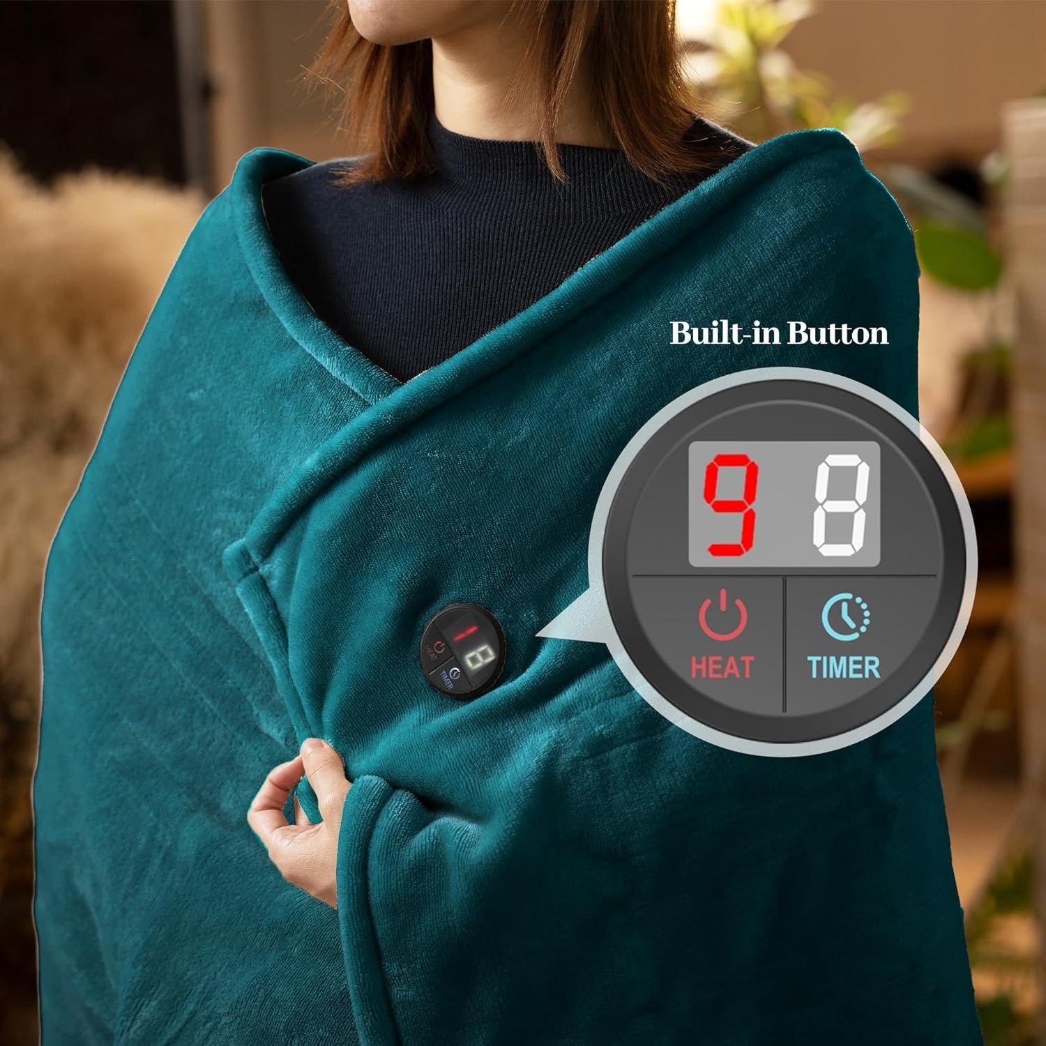 Electric Heated Throw Blanket 130x160cm 10 Heat Levels Auto Off Washable - Kwikley