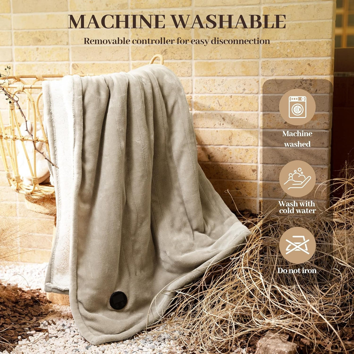 Electric Heated Throw Blanket 130x160cm 10 Heat Levels Auto Off Washable - Kwikley