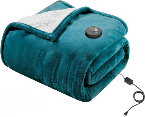 Electric Heated Throw Blanket 130x160cm 10 Heat Levels Auto Off Washable - Kwikley