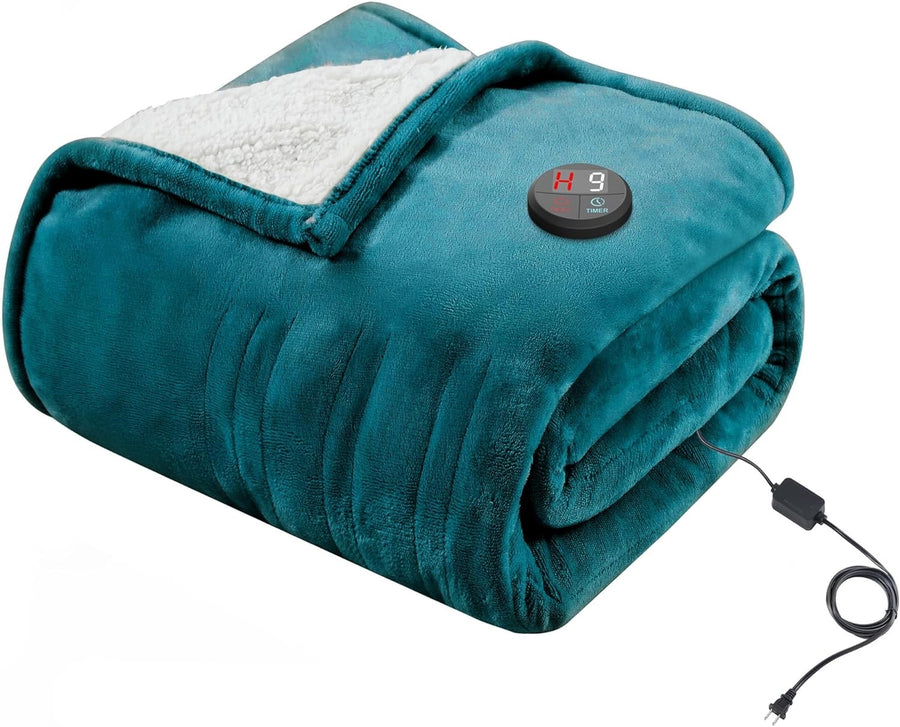 Electric Heated Throw Blanket 130x160cm 10 Heat Levels Auto Off Washable - Kwikley