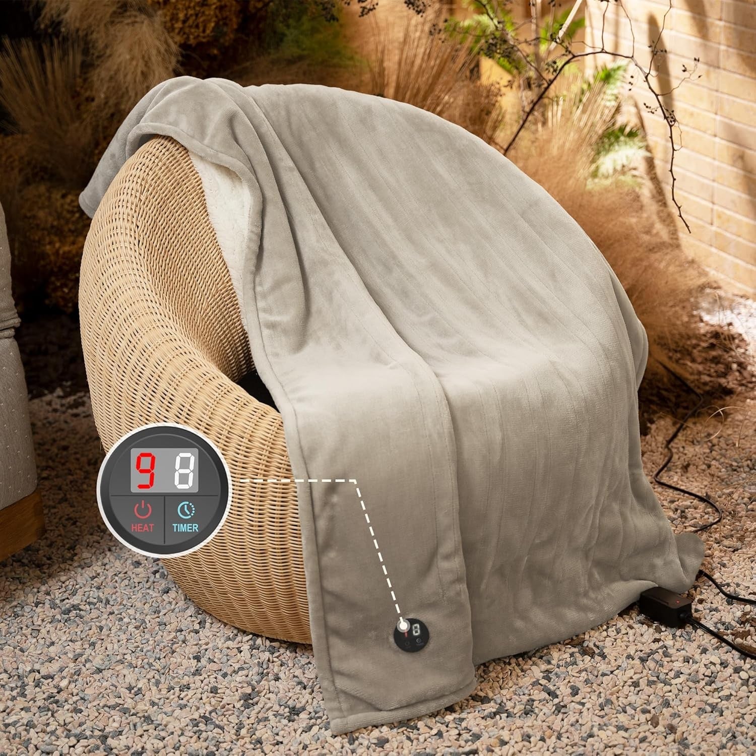 Electric Heated Throw Blanket 130x160cm 10 Heat Levels Auto Off Washable - Kwikley