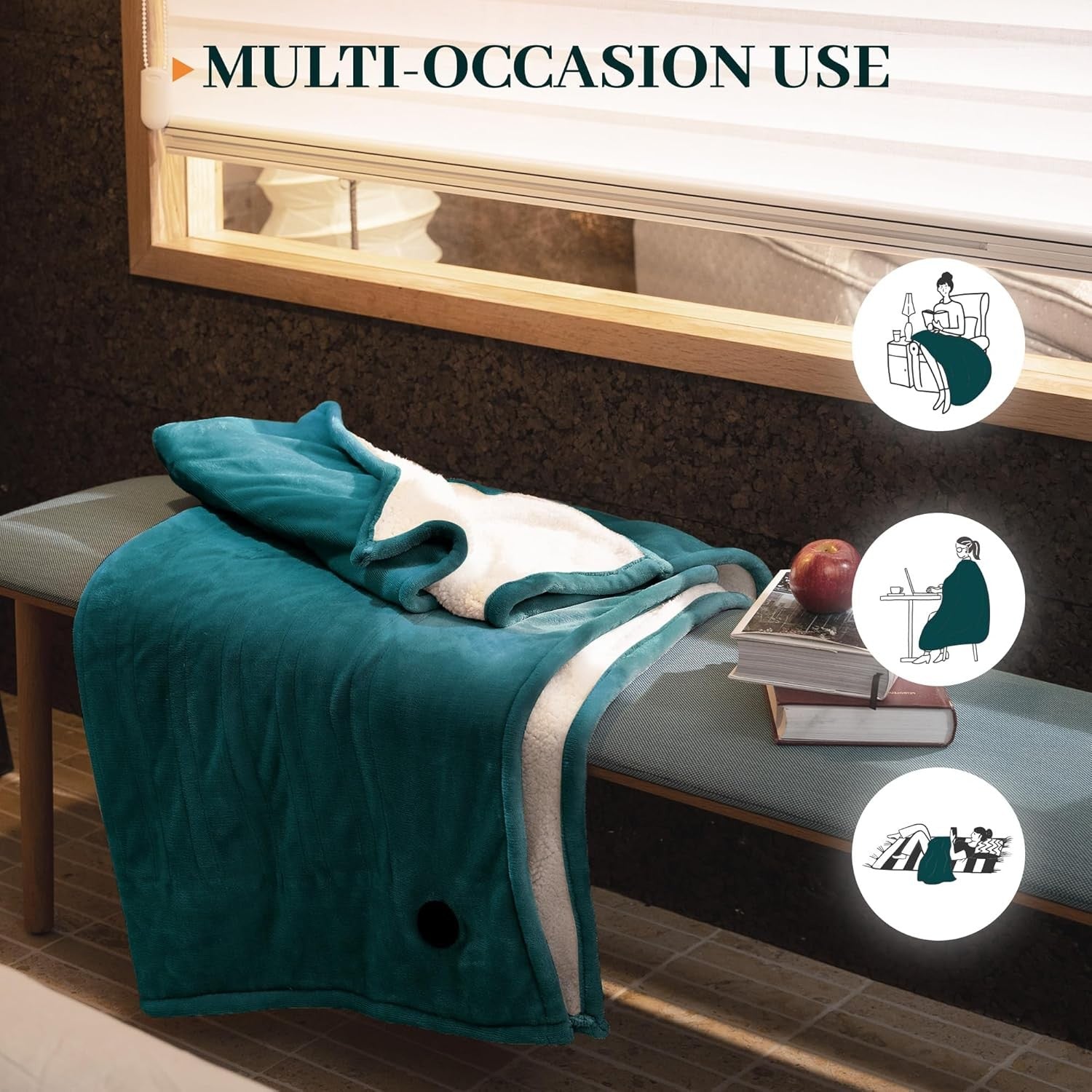 Electric Heated Throw Blanket 130x160cm 10 Heat Levels Auto Off Washable - Kwikley