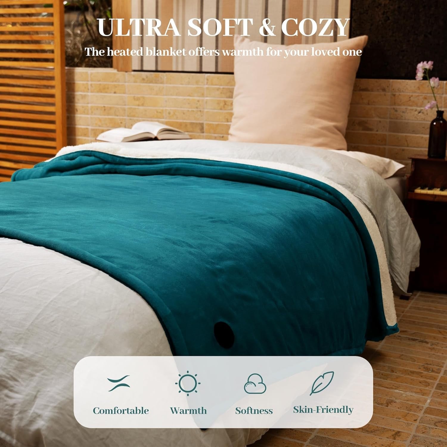 Electric Heated Throw Blanket 130x160cm 10 Heat Levels Auto Off Washable - Kwikley