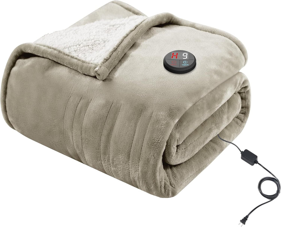 Electric Heated Throw Blanket 130x160cm 10 Heat Levels Auto Off Washable - Kwikley