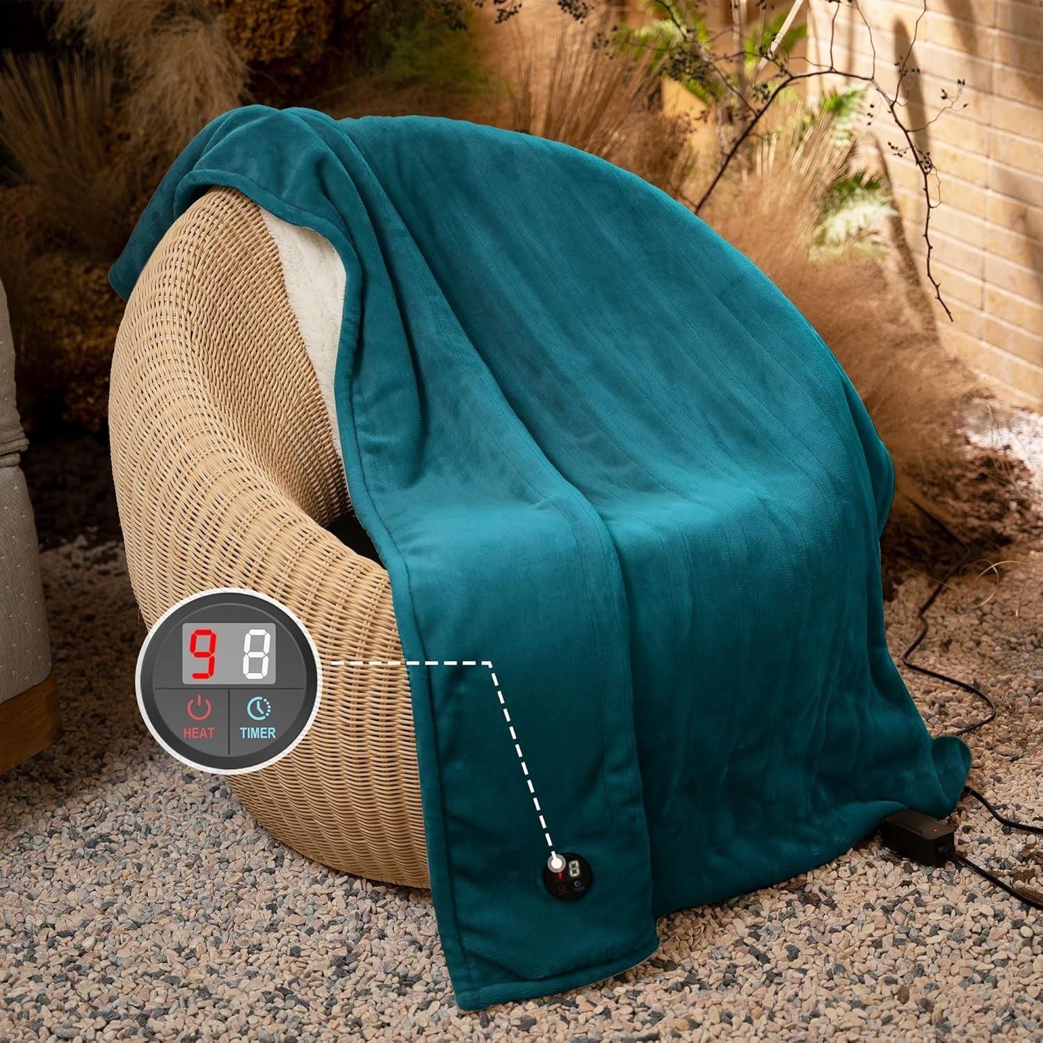 Electric Heated Throw Blanket 130x160cm 10 Heat Levels Auto Off Washable - Kwikley