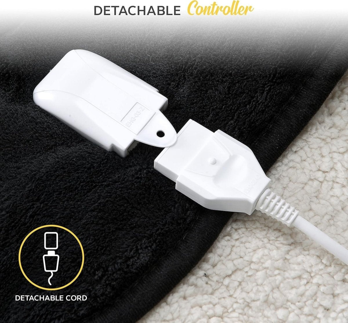 Electric Heated Throw Blanket 130x160cm Black Shearling 9 Heat Levels Timer - Kwikley