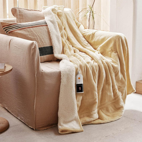 Electric Heated Throw Blanket 130x160cm Plush 6 Heat Auto Shut Off Washable - Kwikley