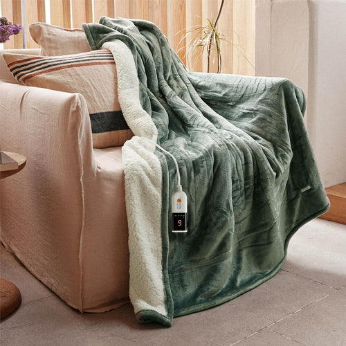 Electric Heated Throw Blanket 130x160cm Plush 6 Heat Shut Off Washable - Kwikley