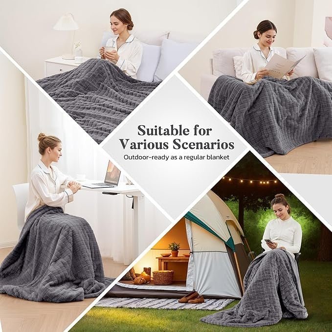 Electric Heated Throw Blanket 130x180cm Auto Off Soft Fleece Sofa Bed - Kwikley