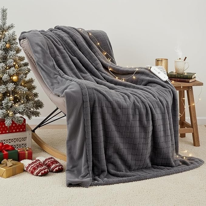 Electric Heated Throw Blanket 130x180cm Auto Off Soft Fleece Sofa Bed - Kwikley