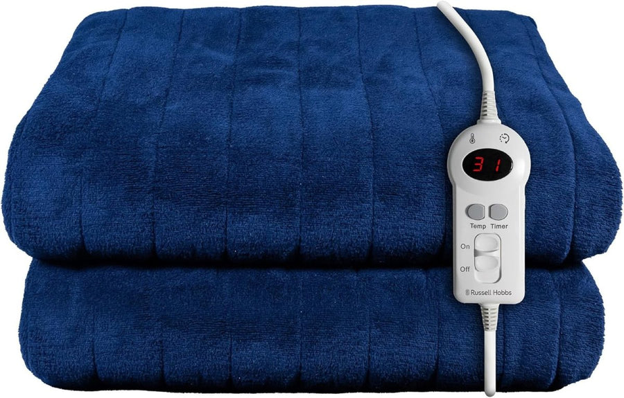 Electric Heated Throw Blanket 130x180cm Blue Sherpa Fleece 9 Heat Timer - Kwikley