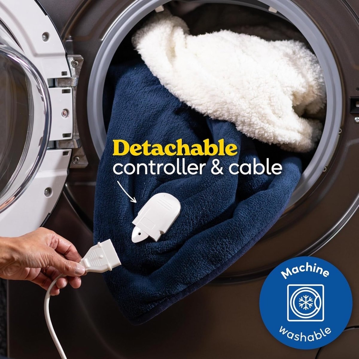 Electric Heated Throw Blanket 130x180cm Blue Sherpa Fleece 9 Heat Timer - Kwikley