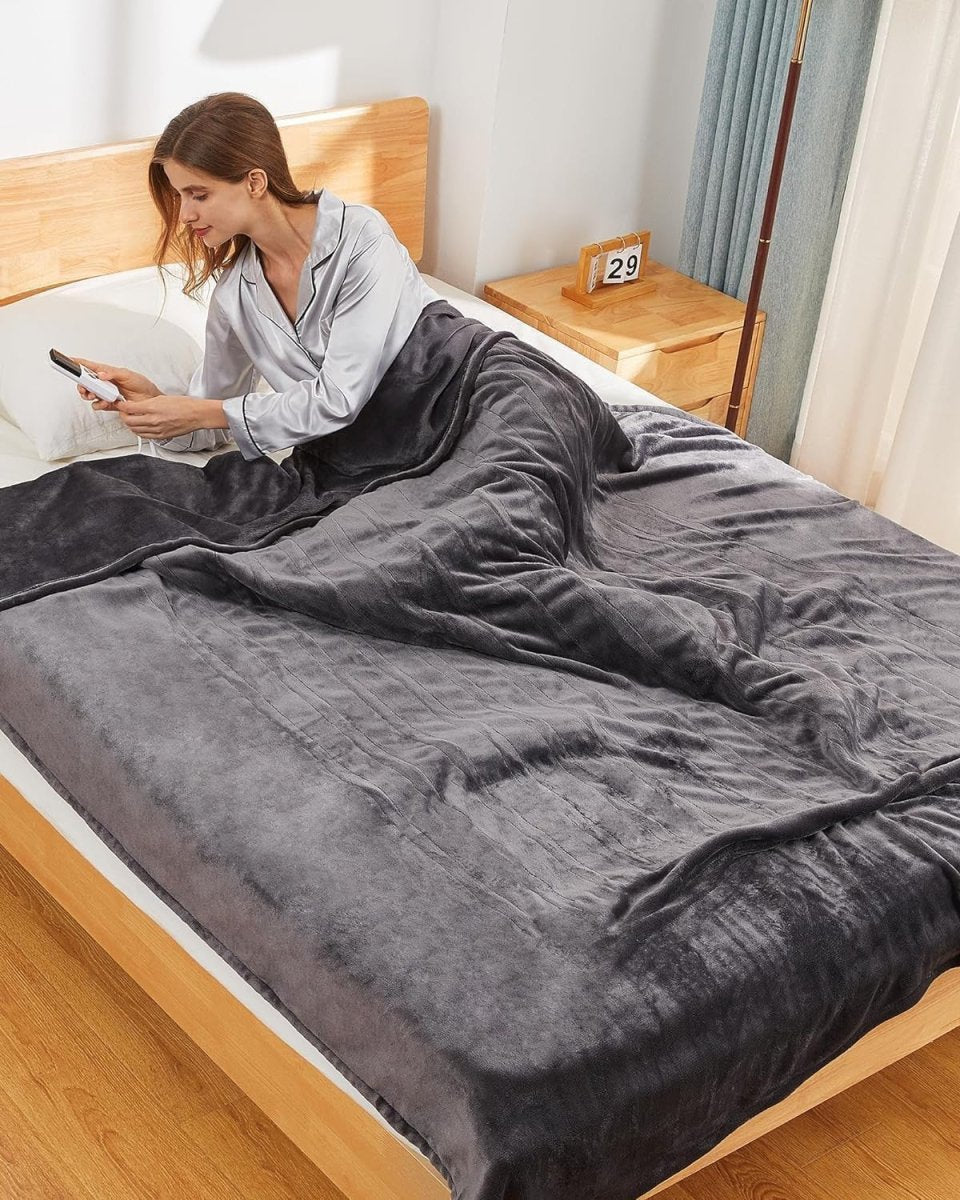 Electric Heated Throw Blanket 130x180cm Faux Fur Flannel 6 Heat Auto Off - Kwikley