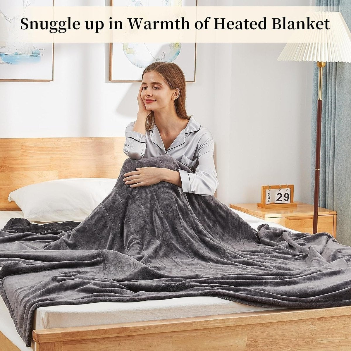 Electric Heated Throw Blanket 130x180cm Faux Fur Flannel 6 Heat Auto Off - Kwikley