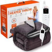 Electric Heated Throw Blanket 160x120cm 9 Heat Settings Auto Shut Off - Kwikley