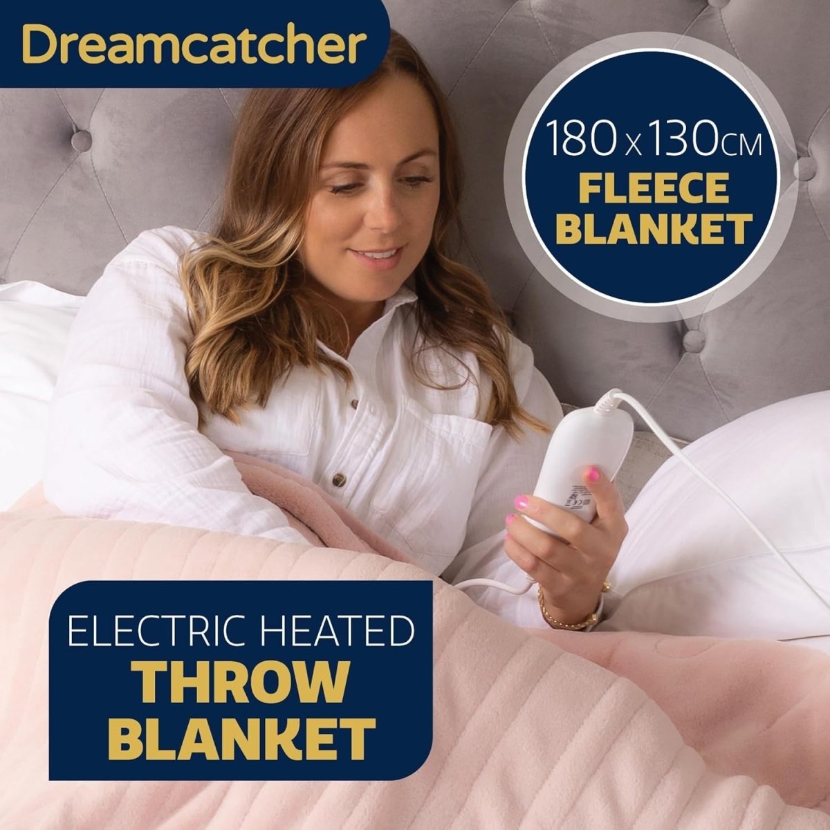 Electric Heated Throw Blanket 160x120cm Soft Fleece 9 Heat Washable - Kwikley
