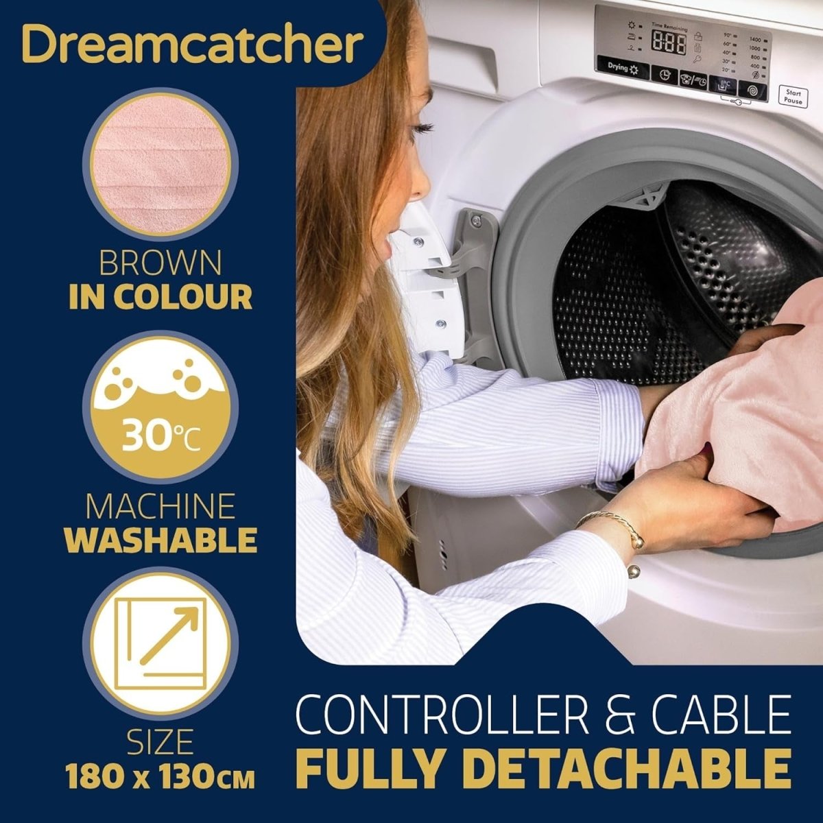 Electric Heated Throw Blanket 160x120cm Soft Fleece 9 Heat Washable - Kwikley