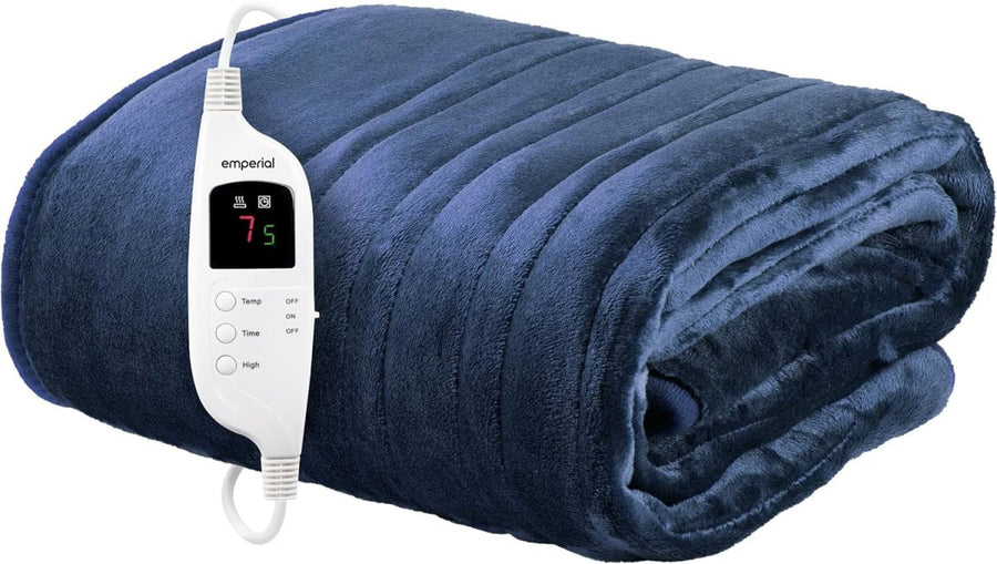 Electric Heated Throw Blanket 9 Heat Settings Timer Soft Fleece 160x130cm - Kwikley